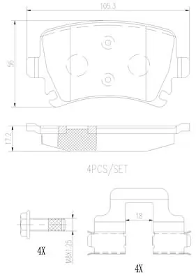 BREMBO fékbetétkészlet, tárcsafék - P85073N - TothCarparts