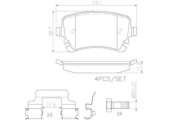 BREMBO fékbetétkészlet, tárcsafék - P85076N - TothCarparts