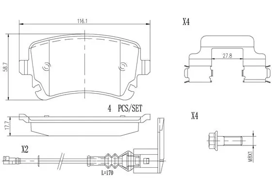 BREMBO fékbetétkészlet, tárcsafék - P85083N - TothCarparts