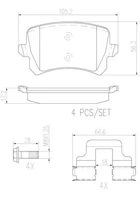 BREMBO fékbetétkészlet, tárcsafék - P85109N - TothCarparts