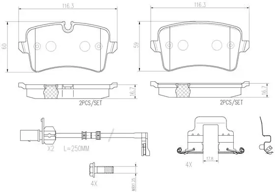 BREMBO fékbetétkészlet, tárcsafék - P85118N - TothCarparts