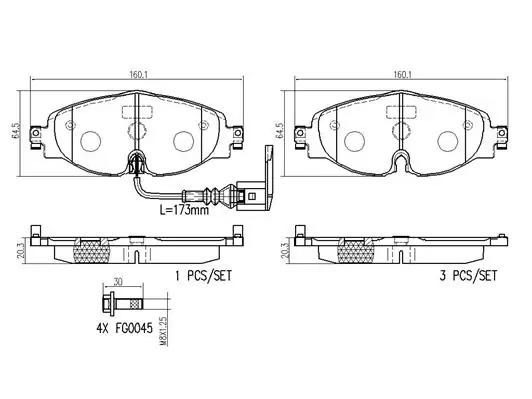 BREMBO fékbetétkészlet, tárcsafék - P85126N - TothCarparts