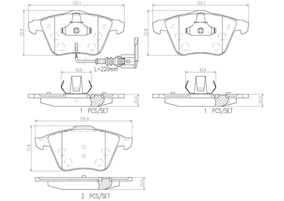 BREMBO fékbetétkészlet, tárcsafék - P85129N - TothCarparts