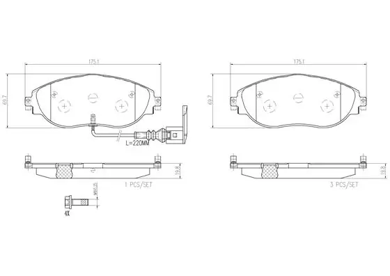 BREMBO fékbetétkészlet, tárcsafék - P85131N - TothCarparts