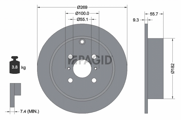PAGID féktárcsa - 54262NC - TothCarparts