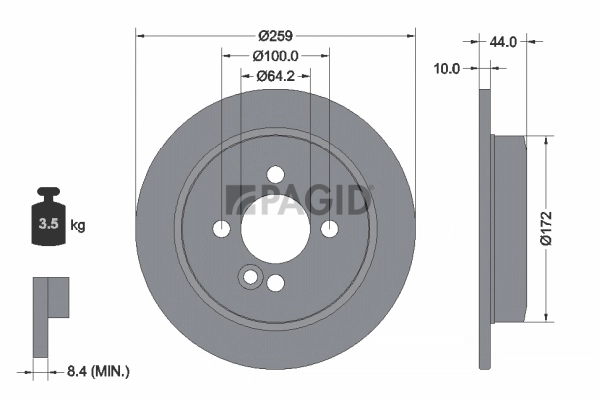 PAGID féktárcsa - 54750NC - TothCarparts