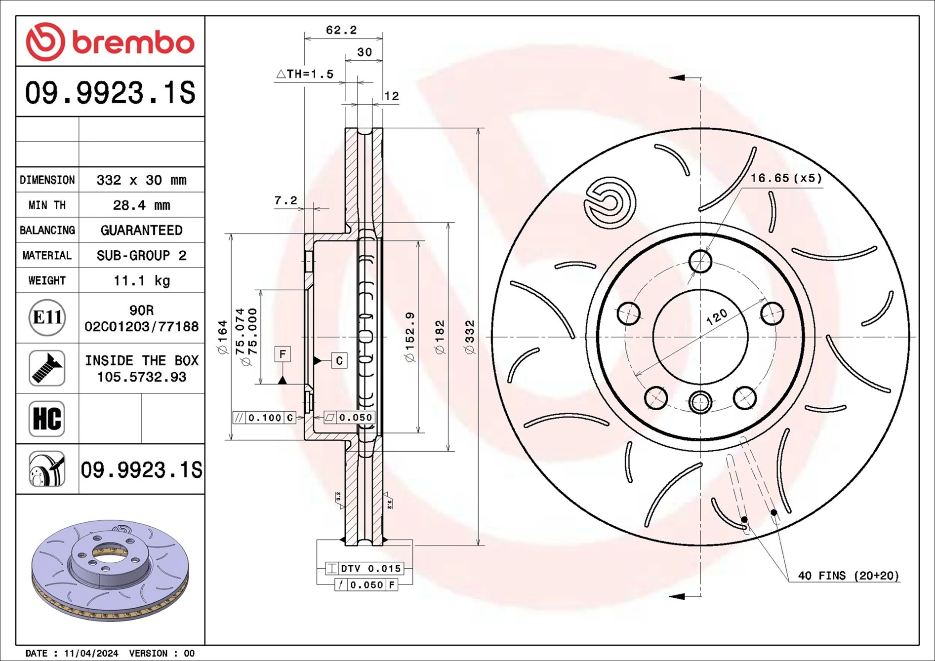 BREMBO féktárcsa - 09.9923.1S - TothCarparts