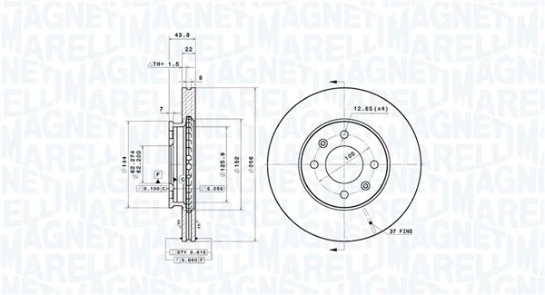 MAGNETI MARELLI féktárcsa - 360406193501 - TothCarparts