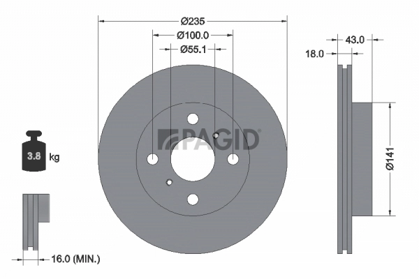 PAGID féktárcsa - 50301NC - TothCarparts