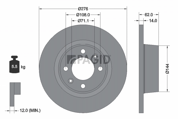 PAGID féktárcsa - 50328N - TothCarparts