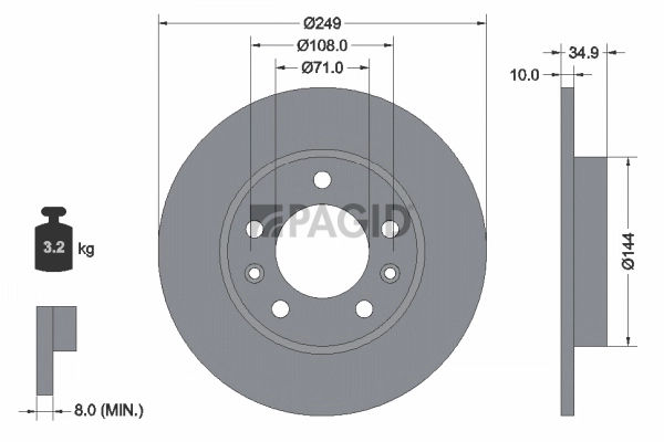 PAGID féktárcsa - 55691NC - TothCarparts