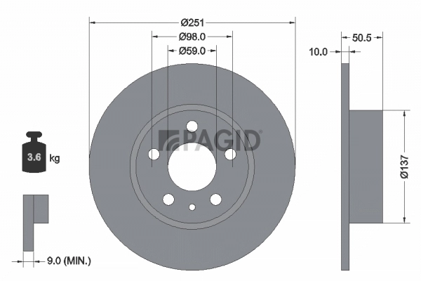 PAGID féktárcsa - 51804NC - TothCarparts