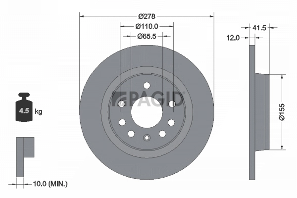 PAGID féktárcsa - 54185NC - TothCarparts