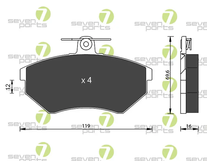 7 SEVEN PARTS fékbetétkészlet, tárcsafék - SVP15601 - TothCarparts