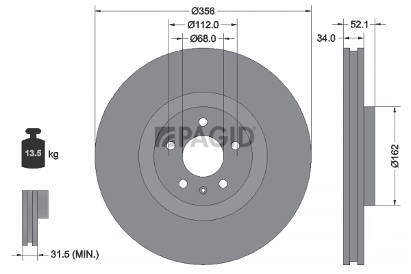 PAGID féktárcsa - 55382NHC - TothCarparts