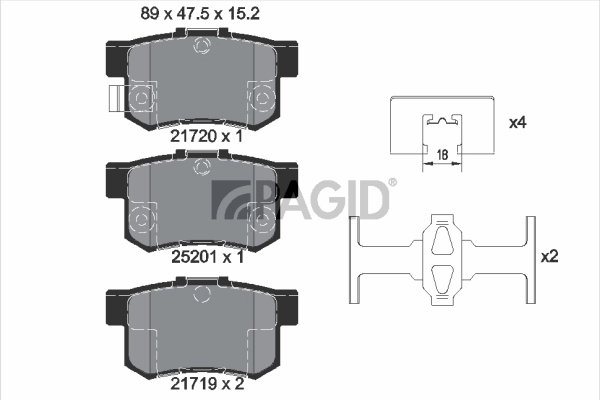 PAGID fékbetétkészlet, tárcsafék - T2030N - TothCarparts
