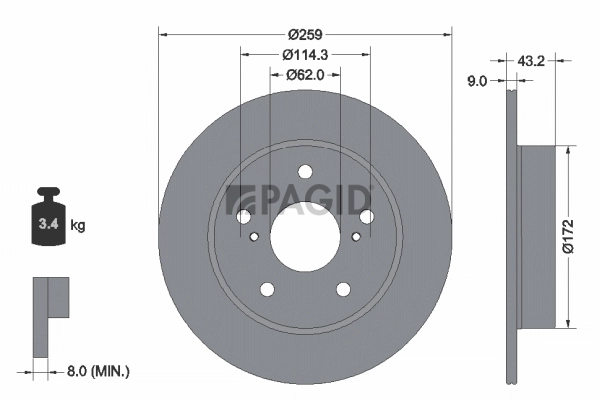 PAGID féktárcsa - 56083NC - TothCarparts