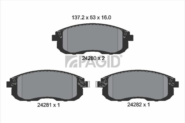 PAGID fékbetétkészlet, tárcsafék - T1654N - TothCarparts