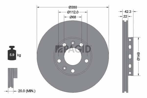 PAGID féktárcsa - 54522NC - TothCarparts