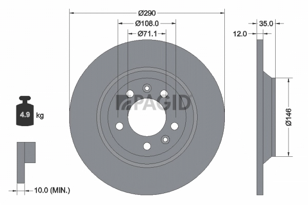 PAGID féktárcsa - 54296NC - TothCarparts