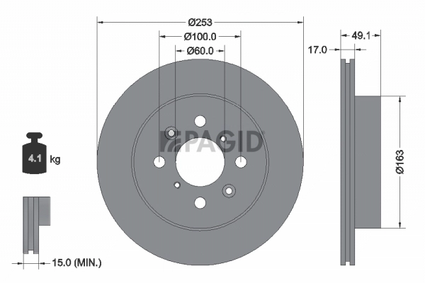 PAGID féktárcsa - 54353NC - TothCarparts