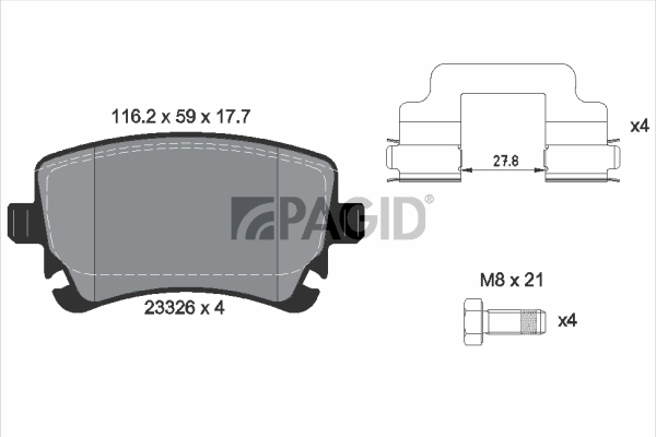PAGID fékbetétkészlet, tárcsafék - T1410N - TothCarparts