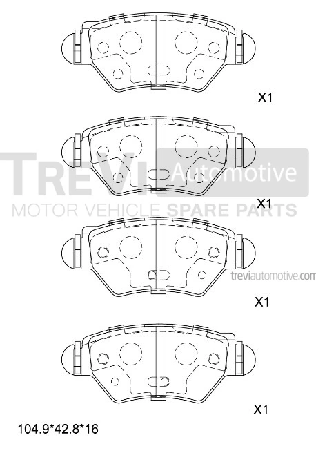 TREVI AUTOMOTIVE fékbetétkészlet, tárcsafék - PF1052 - TothCarparts