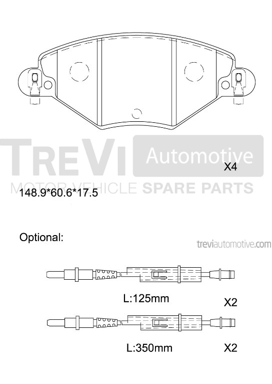 TREVI AUTOMOTIVE fékbetétkészlet, tárcsafék - PF1090 - TothCarparts