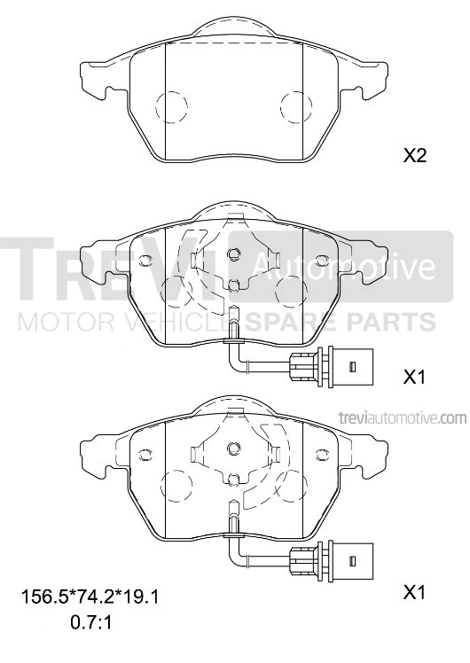 TREVI AUTOMOTIVE fékbetétkészlet, tárcsafék - PF1237 - TothCarparts
