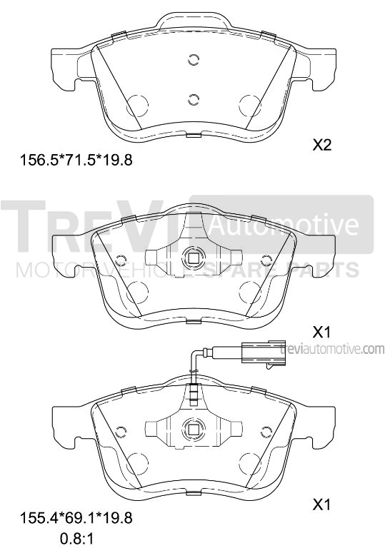 TREVI AUTOMOTIVE fékbetétkészlet, tárcsafék - PF1266 - TothCarparts