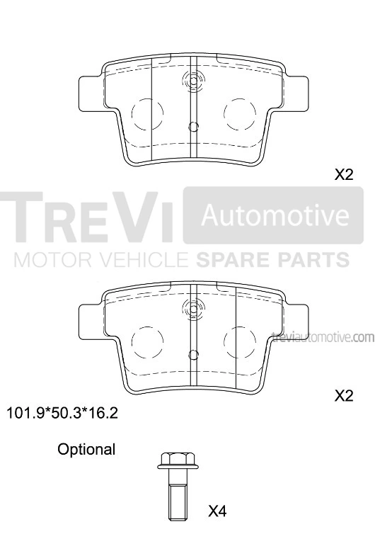 TREVI AUTOMOTIVE fékbetétkészlet, tárcsafék - PF1298 - TothCarparts