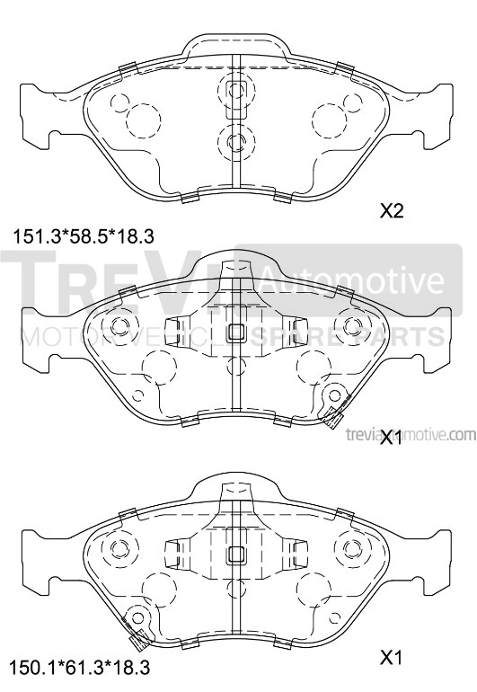 TREVI AUTOMOTIVE fékbetétkészlet, tárcsafék - PF1300 - TothCarparts