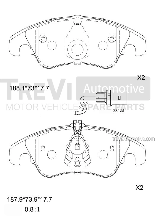 TREVI AUTOMOTIVE fékbetétkészlet, tárcsafék - PF1366 - TothCarparts