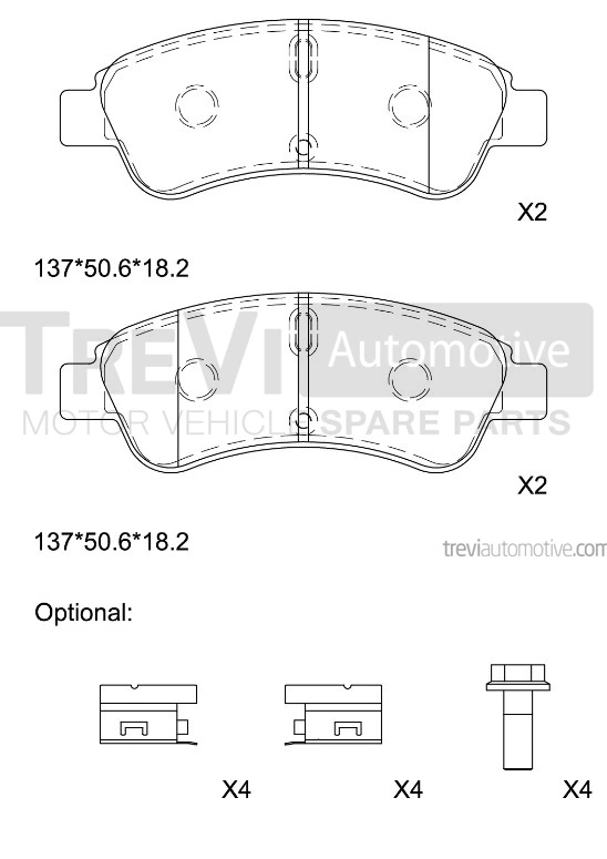 TREVI AUTOMOTIVE fékbetétkészlet, tárcsafék - PF1381 - TothCarparts