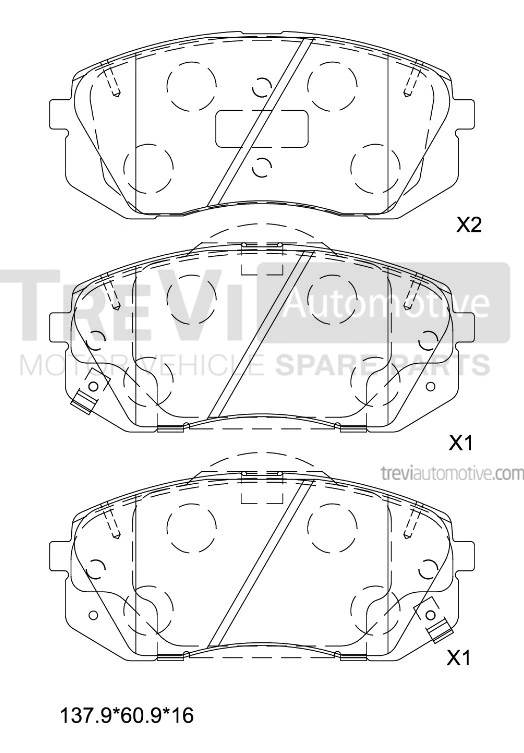 TREVI AUTOMOTIVE fékbetétkészlet, tárcsafék - PF1415 - TothCarparts