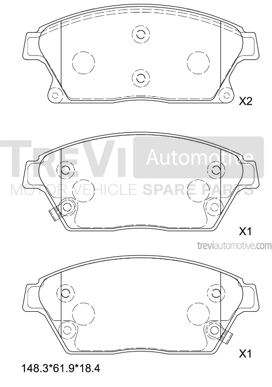 TREVI AUTOMOTIVE fékbetétkészlet, tárcsafék - PF1442 - TothCarparts