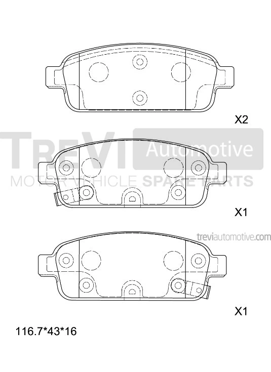 TREVI AUTOMOTIVE fékbetétkészlet, tárcsafék - PF1443 - TothCarparts