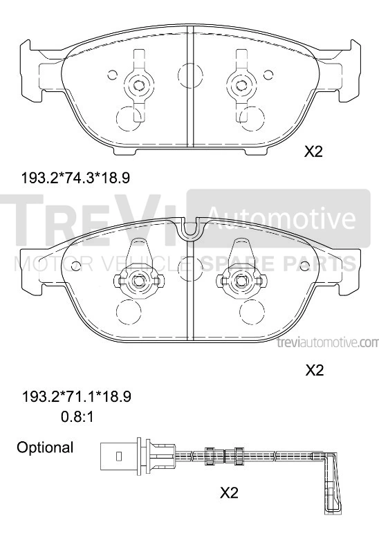 TREVI AUTOMOTIVE fékbetétkészlet, tárcsafék - PF1475 - TothCarparts