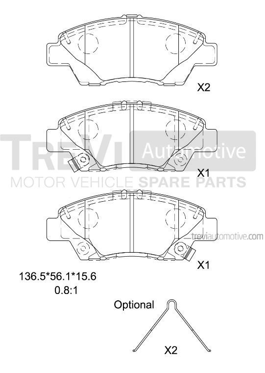 TREVI AUTOMOTIVE fékbetétkészlet, tárcsafék - PF1480 - TothCarparts