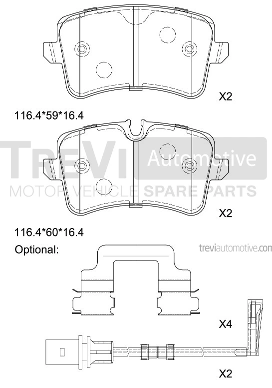 TREVI AUTOMOTIVE fékbetétkészlet, tárcsafék - PF1481 - TothCarparts