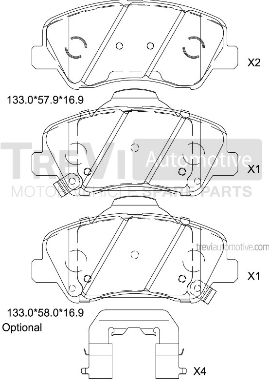 TREVI AUTOMOTIVE fékbetétkészlet, tárcsafék - PF1506 - TothCarparts
