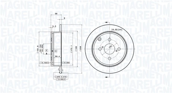 MAGNETI MARELLI féktárcsa - 360406208401 - TothCarparts
