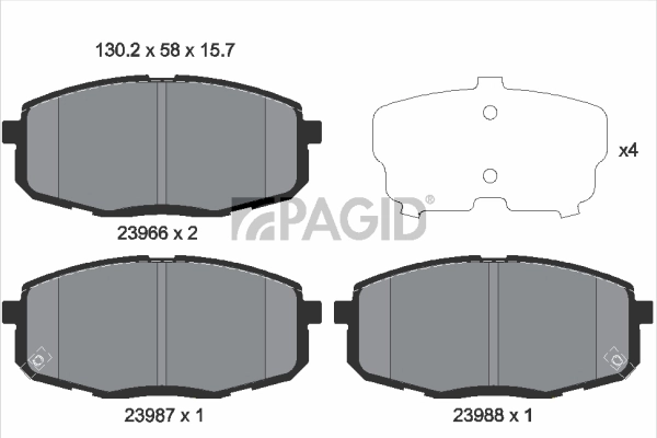 PAGID fékbetétkészlet, tárcsafék - T1378N - TothCarparts
