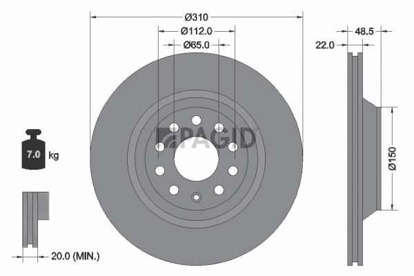 PAGID féktárcsa - 54407NC - TothCarparts