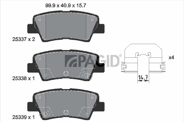 PAGID fékbetétkészlet, tárcsafék - T2295N - TothCarparts