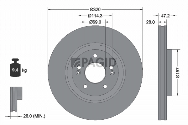 PAGID féktárcsa - 56063NC - TothCarparts