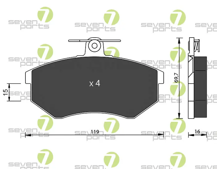 7 SEVEN PARTS fékbetétkészlet, tárcsafék - SVP15600 - TothCarparts