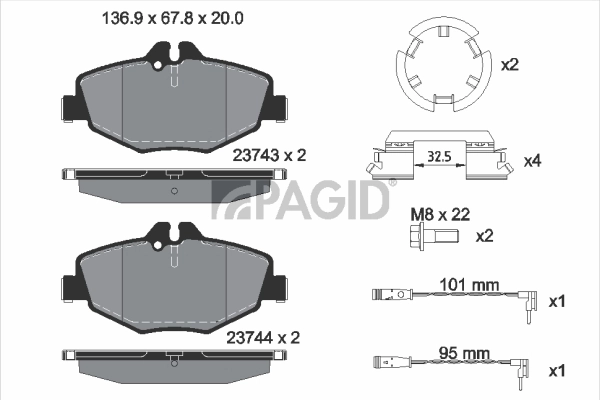 PAGID fékbetétkészlet, tárcsafék - T5154N - TothCarparts