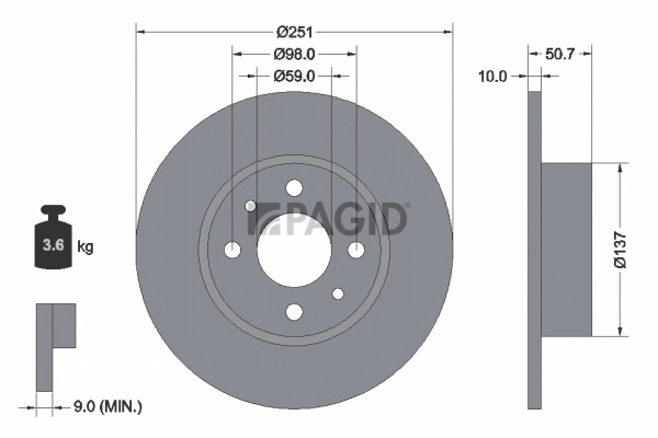 PAGID féktárcsa - 51803NC - TothCarparts