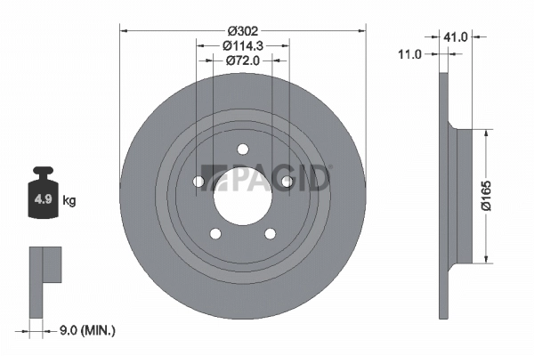 PAGID féktárcsa - 54482N - TothCarparts
